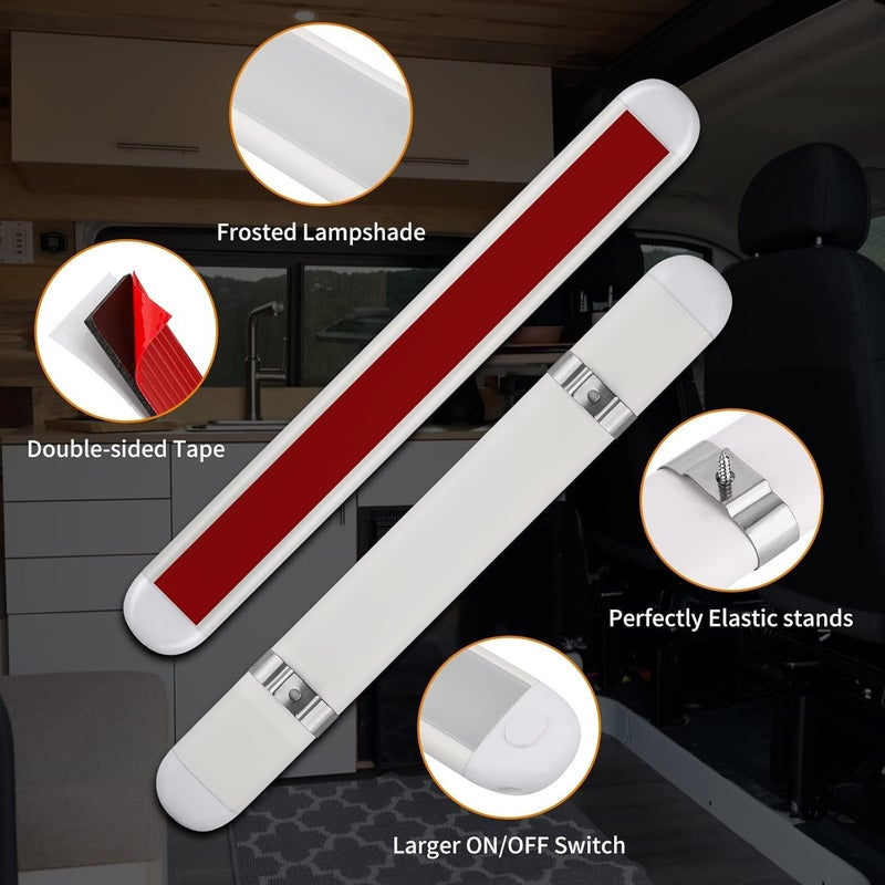 RVZONE 12V LED Interior Light Bar 120LEDs 1800LM 8W DC Frosted 12 Volt led Strip Lights with ON/Off Switch 12v led Light Enclosed Trailer Truck Interior Lights for Camper Truck Van RV Trailer Cargo - Image 2